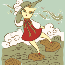 キャラメルの上を歩く猫